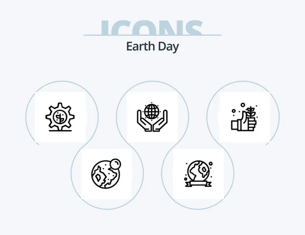 Earth Day Line Icon Pack Icon Design Earth Light Bulb — Stock Vector