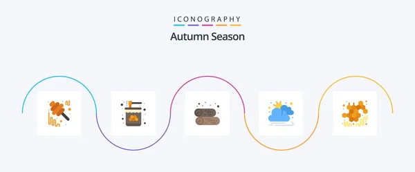 Autumn Flat Icon Pack Including Autumn Cloud Jar Autumn Fireplace — Image vectorielle