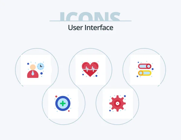 Benutzeroberfläche Flat Icon Pack Icon Design Deaktivieren Benutzeroberfläche Aktivieren Herz — Stockvektor