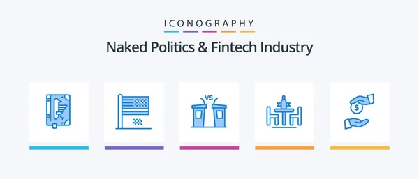 Naked Politics Fintech Industry Blue Icon Pack Including Debate Agreement — Stock Vector