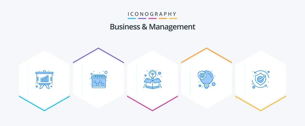 Business Management Blue Icon Pack Including Security Protect Idea Solution — Wektor stockowy