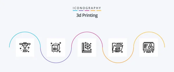 Printing Line Icon Pack Including Printing Gadget Printer — 图库矢量图片