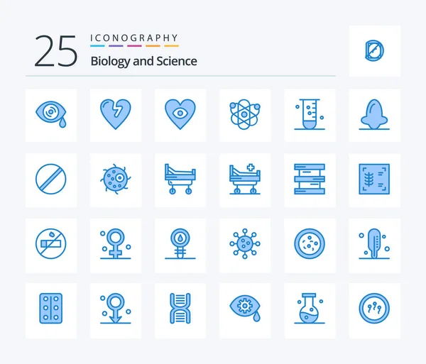 Biology Blue Color Icon Pack Including Science Lab Love Glassware — Archivo Imágenes Vectoriales
