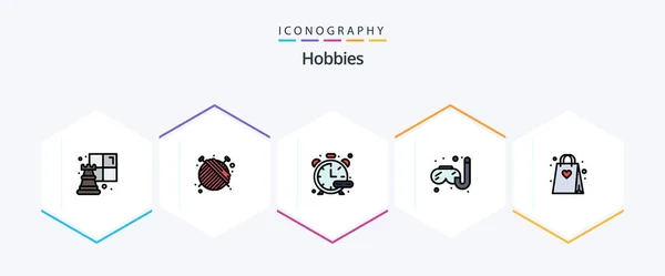 Hobbies Filledline Icon Pack Including Bag Hobbies Hobbies Shopping Hobbies — Stock Vector