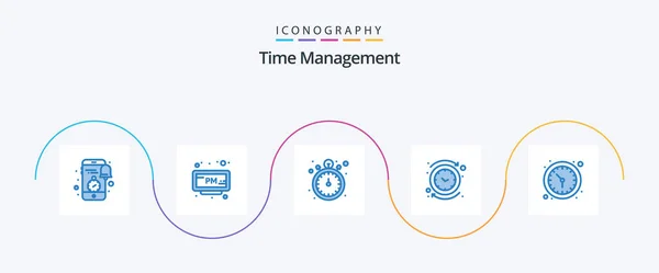 Time Management Blue Icon Pack Including Time Clock Time Circle — Stock Vector
