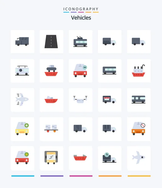 Creative Vehicles Flat Icon Pack Combo Transport Highway Logistics Trolley — Image vectorielle
