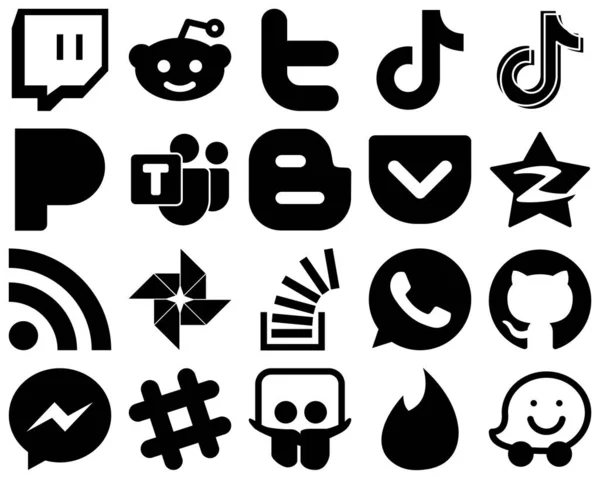 Versatile Black Solid Glyph Icons Qzone Pocket Blogger Icons High — Stock Vector