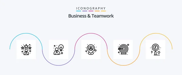 Business Teamwork Line Icon Pack Including Search Quest Target Darts — Wektor stockowy