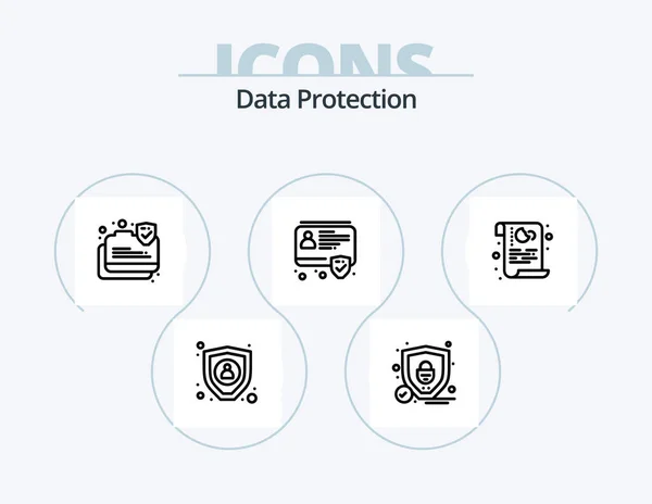 Linha Proteção Dados Icon Pack Icon Design Seguro Protecção Ligação — Vetor de Stock