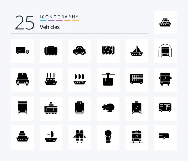 Vehicles Solid Glyph Icon Pack Including Metro Vehicles Vehicles Ship — Stockvektor