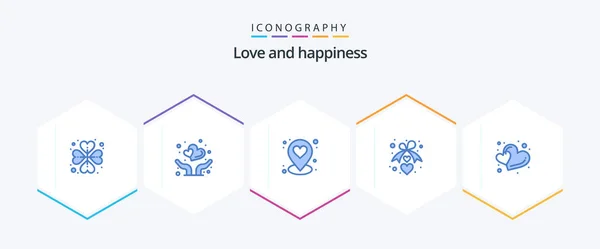 Love Blue Icon Pack Including Shape Hearts Heart Romance Love — ストックベクタ