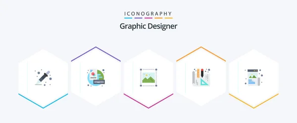 Graphic Designer Flat Icon Pack Including Designing Art Design Interior – Stock-vektor
