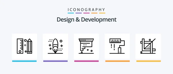 Design Development Line Icon Pack Incluyendo Desarrollo Codificación Diseño Programación — Archivo Imágenes Vectoriales