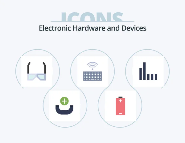 Devices Flat Icon Pack Icon Design Signal Connection Glasses Keys — Vetor de Stock
