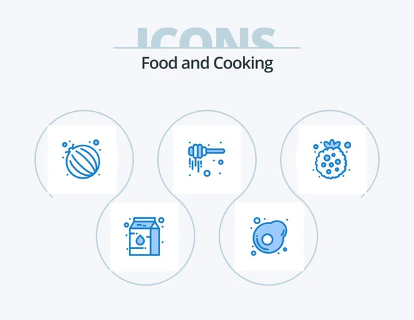 Food Blue Icon Pack Icon Design Healthy Vegetable Food Nectar — Image vectorielle