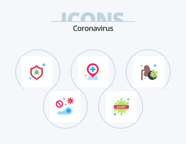 Coronavirus Flat Icon Pack Icon Design Krankheit Standort Krankheit Krankenhaus — Stockvektor