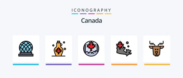 Canada Line Filled Icon Pack Including Canada Canada Arctic Fire — 스톡 벡터