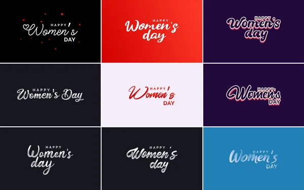 Set Happy International Woman Day Signs Emblems Design Elements Vector — Stok Vektör