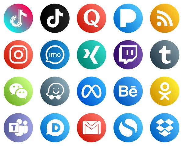 Social Media Icons Every Platform Xing Video Rss Audio Icons — Stockvector