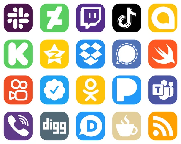 Popular Social Media Icons Signal Google Allo Dropbox Tencent Icons — Stockvektor