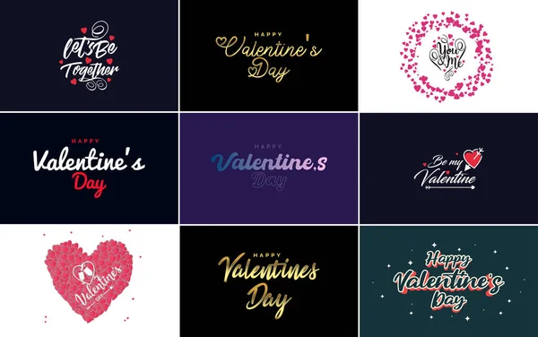 Happy Valentine Day Greeting Card Template Floral Theme Pink Color — Archivo Imágenes Vectoriales