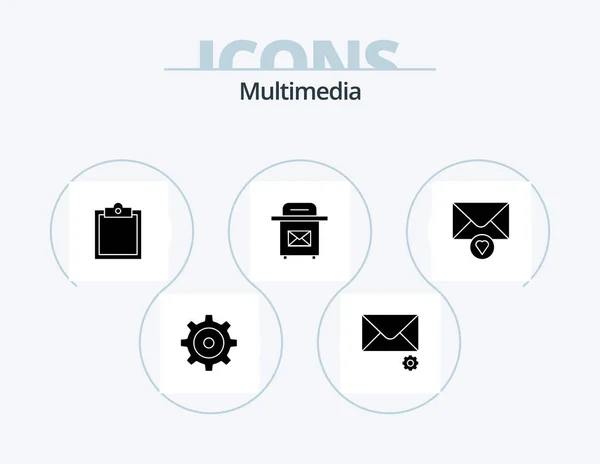 Multimedia Glyph Icon Pack Icon Design Correo Mensaje — Archivo Imágenes Vectoriales