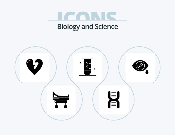 Biology Glyph Icon Pack Icon Design Eye Science Heart Attack — ストックベクタ