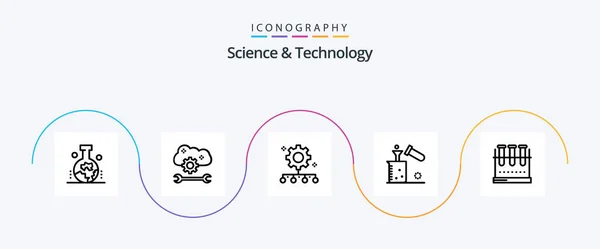 Science Technology Line Icon Pack Including Test Tube Science Cloud — Stock Vector