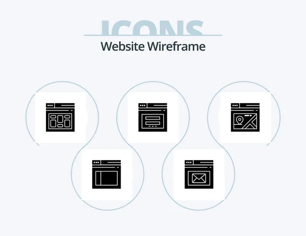 Website Wireframe Glyph Icon Pack Icon Design Mail Het Web — Stockvector