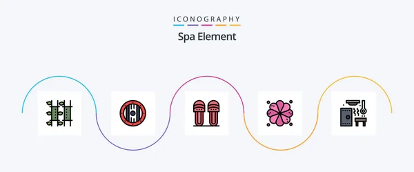 Spa Element Line Filled Flat Icon Pack Including Relax Element — Stock Vector