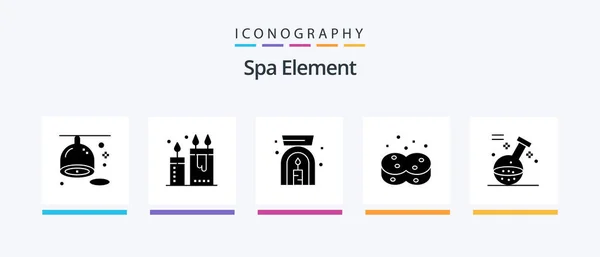 Spa Element Glyph Icon Pack Including Game Вытирать Спа Губки — стоковый вектор