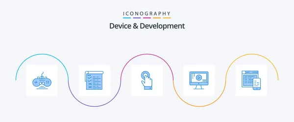 Device Development Blue Icon Pack Including Design Music Toch Play — Vector de stock
