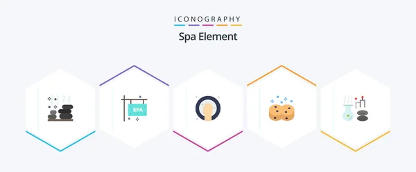 Spa Element Flat Icon Pack Including Medical Wiping Hand Sponges — Archivo Imágenes Vectoriales