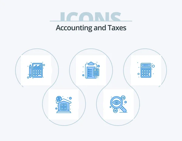 Taxes Blue Icon Pack Icon Design Charge Calculate Taxes Chart — ストックベクタ