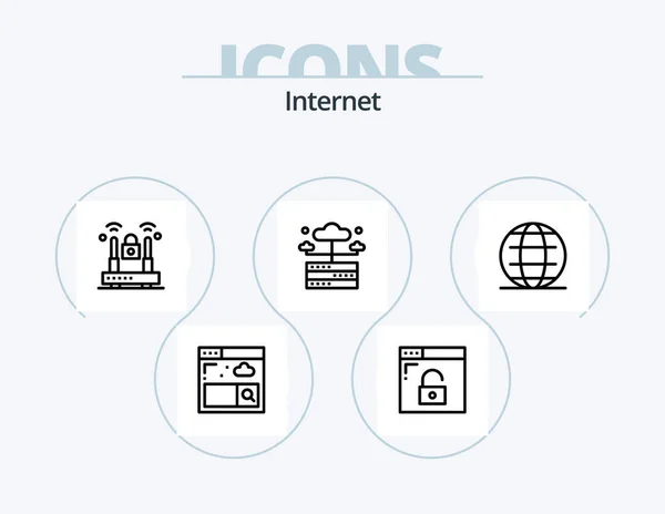 Internet Line Icon Pack Icon Design Internet Web Page Data — Stockvector