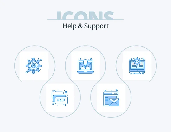Pomoc Wsparcie Blue Icon Pack Projekt Ikony Zadzwoń Pomocy Przyjmij — Wektor stockowy