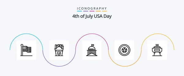 Usa Γραμμή Icon Pack Συμπεριλαμβανομένων Μπάρμπεκιου Ημέρα Ανεξαρτησίας Πόλη Ανεξάρτητη — Διανυσματικό Αρχείο