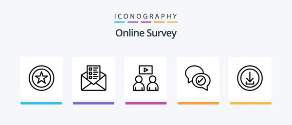 Online Survey Line Icon Pack Including Education Business Answers Dvd — Stock Vector