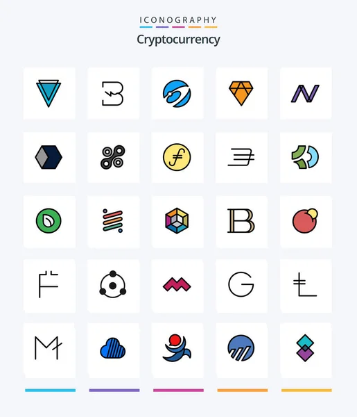 Creative Cryptocurrency Line Filled Icon Pack Crypto Crypto Currency Nexus — Stock Vector