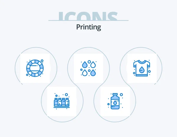Printing Blue Icon Pack Icon Design Edit Drop Paint Color — 图库矢量图片