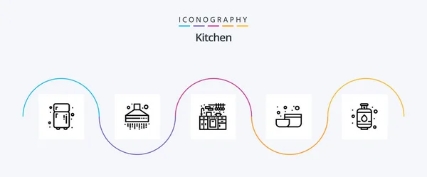 Kitchen Line Icon Pack Including Kitchen Set Kitchen Cylinder — Stock Vector