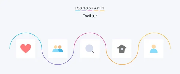 Twitter Flat Icon Pack Inclusive Контакты Поиск Птичий Домик — стоковый вектор