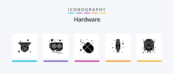 Hardware Glyph Icon Pack Including Port Computer Cable Cable Creative — 图库矢量图片