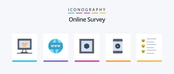 Online Survey Flat Icon Pack Including Emojis List Shape Format — Wektor stockowy