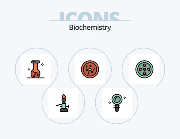 Biochemistry Line Filled Icon Pack Icon Design Chemistry Biology Biology — Stockvektor