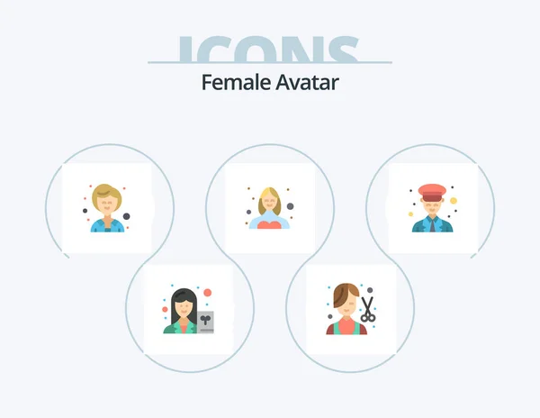 Female Avatar Flat Icon Pack Icon Design Female Profile Grooming — Image vectorielle
