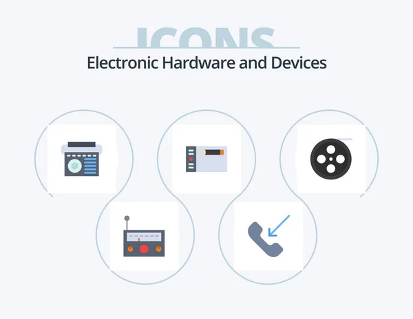 Devices Flat Icon Pack Icon Design Video Design Roll Camera — Vector de stock
