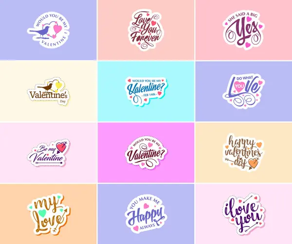 Valentine Day Graphics Stickers Show Your Love Devotion — 图库矢量图片
