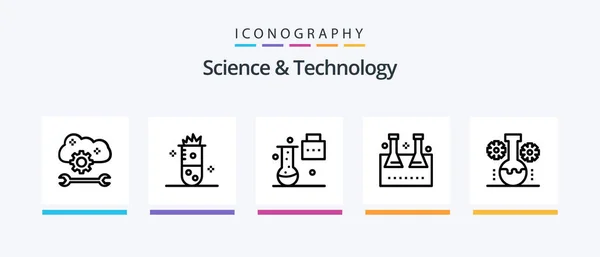 Paquete Iconos Línea Ciencia Tecnología Incluida Gestión Del Laboratorio Laboratorio — Archivo Imágenes Vectoriales