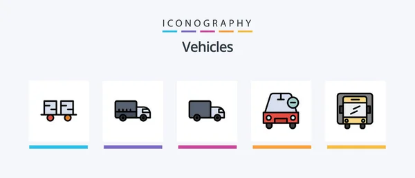 Vehicles Line Filled Icon Pack Including Delivery Flying Transport Airplane — Stockvektor